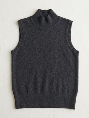 Tibi Silk Angora Sleeveless Mockneck Sweater Vest Charcoal Gray Size Medium